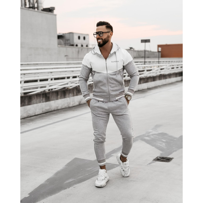KOMPLET DRES MĘSKI BAWEŁNIANY NA ZAMEK OLAVOGA MEN DUNES GRAY ECRU