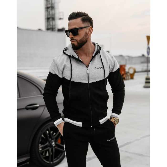 KOMPLET DRES MĘSKI BAWEŁNIANY NA ZAMEK OLAVOGA MEN DUNES BLACK GRAY