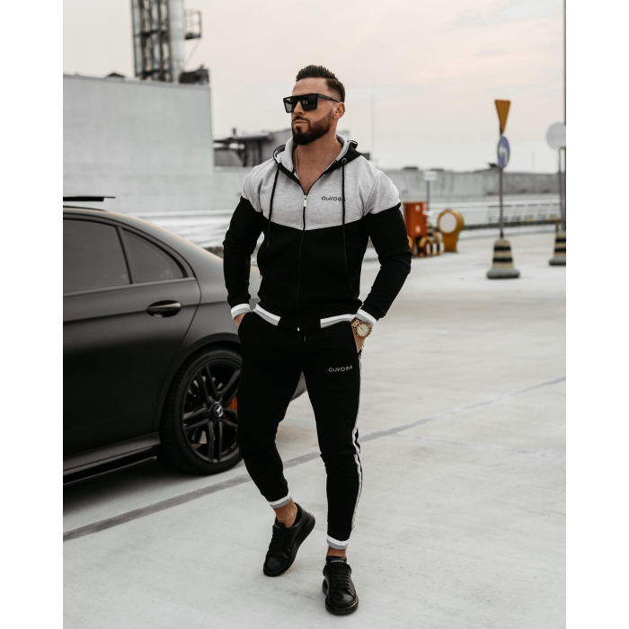 KOMPLET DRES MĘSKI BAWEŁNIANY NA ZAMEK OLAVOGA MEN DUNES BLACK GRAY