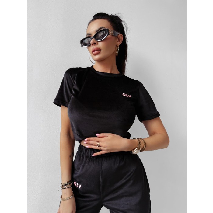 KOMPLET DRES WELUROWY HAFT OLAVOGA GET OVER BLACK