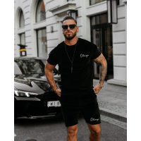 KOMPLET MĘSKI WELUROWY Z KRÓTKIMI SPODENKAMI OLAVOGA MEN NIGHT THREAD BLACK
