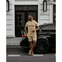 KOMPLET MĘSKI WELUROWY Z KRÓTKIMI SPODENKAMI OLAVOGA MEN NIGHT THREAD BROWN
