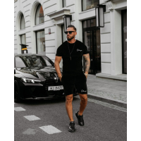 KOMPLET MĘSKI WELUROWY Z KRÓTKIMI SPODENKAMI OLAVOGA MEN NIGHT THREAD BLACK