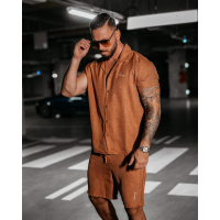 KOMPLET MĘSKI Z KRÓTKIMI SPODENKAMI OLAVOGA MEN HEARTS BROWN