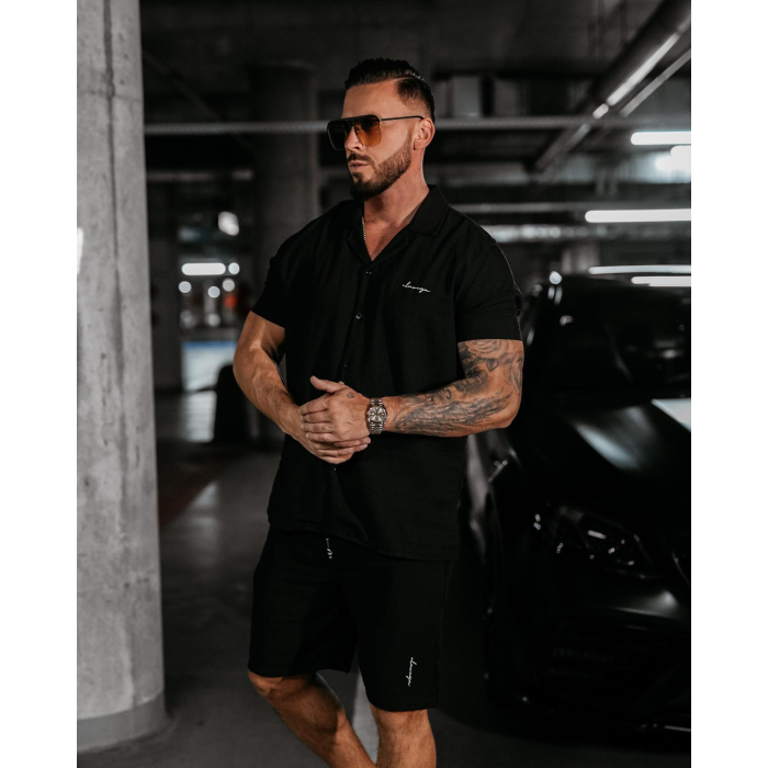 KOMPLET MĘSKI Z KRÓTKIMI SPODENKAMI OLAVOGA MEN HEARTS BLACK