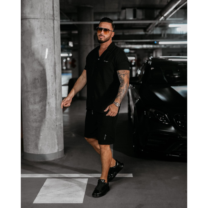 KOMPLET MĘSKI Z KRÓTKIMI SPODENKAMI OLAVOGA MEN HEARTS BLACK