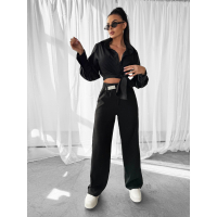 SPODNIE DAMSKIE ELEGANCKIE Z LNU OLAVOGA KORSADA BLACK