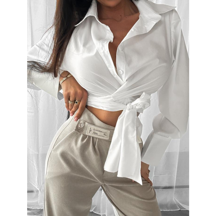 KOSZULA DAMSKA WIĄZANA OLAVOGA NODA ECRU
