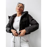 KURTKA DAMSKA Z KAPTUREM BOMBER PIKOWANA 3D OLAVOGA FOXY BLACK
