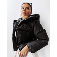 KURTKA DAMSKA Z KAPTUREM BOMBER PIKOWANA 3D OLAVOGA FOXY BLACK