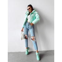 KURTKA DAMSKA Z KAPTUREM BOMBER PIKOWANA 3D OLAVOGA FOXY MINT