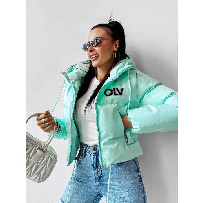 KURTKA DAMSKA Z KAPTUREM BOMBER PIKOWANA 3D OLAVOGA FOXY MINT