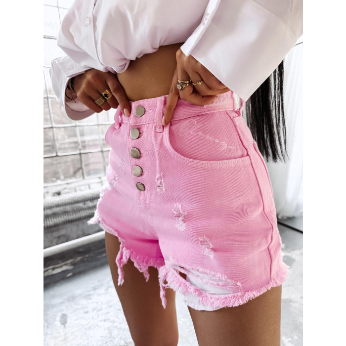 SPODENKI JEANSOWE SZARPANE HAFT OLAVOGA DREAMLIKE PINK