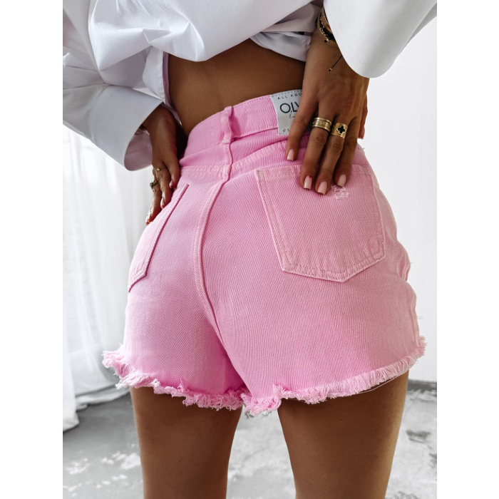 SPODENKI JEANSOWE SZARPANE HAFT OLAVOGA DREAMLIKE PINK