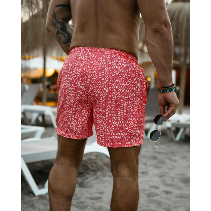SPODENKI KĄPIELOWE MĘSKIE KĄPIELÓWKI LOGOWANE OLAVOGA MEN COOLER NEON ORANGE