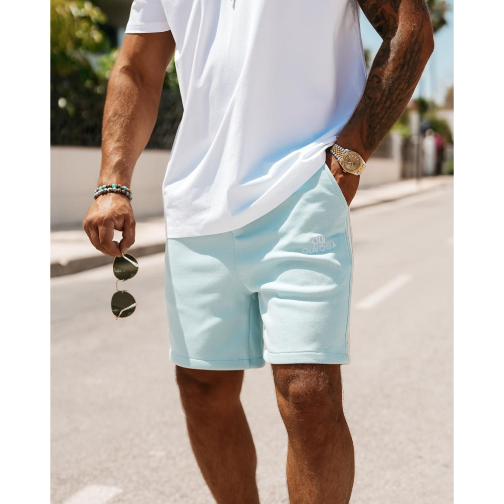 SPODENKI MĘSKIE KRÓTKIE BAWEŁNIANE LAMPAS HAFT OLAVOGA MEN ARGUS LIGHT BLUE