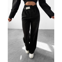 SPODNIE DAMSKIE ELEGANCKIE Z LNU OLAVOGA KORSADA BLACK
