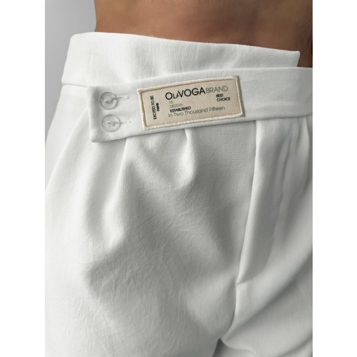 SPODNIE DAMSKIE ELEGANCKIE Z LNU OLAVOGA KORSADA ECRU