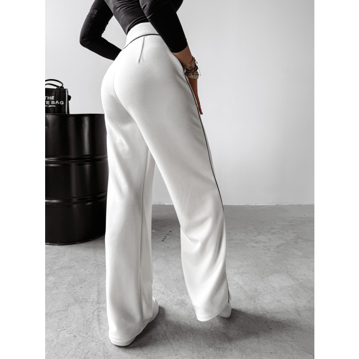 SPODNIE DAMSKIE SZEROKIE KANT LAMPAS OLAVOGA BEGONIA ECRU