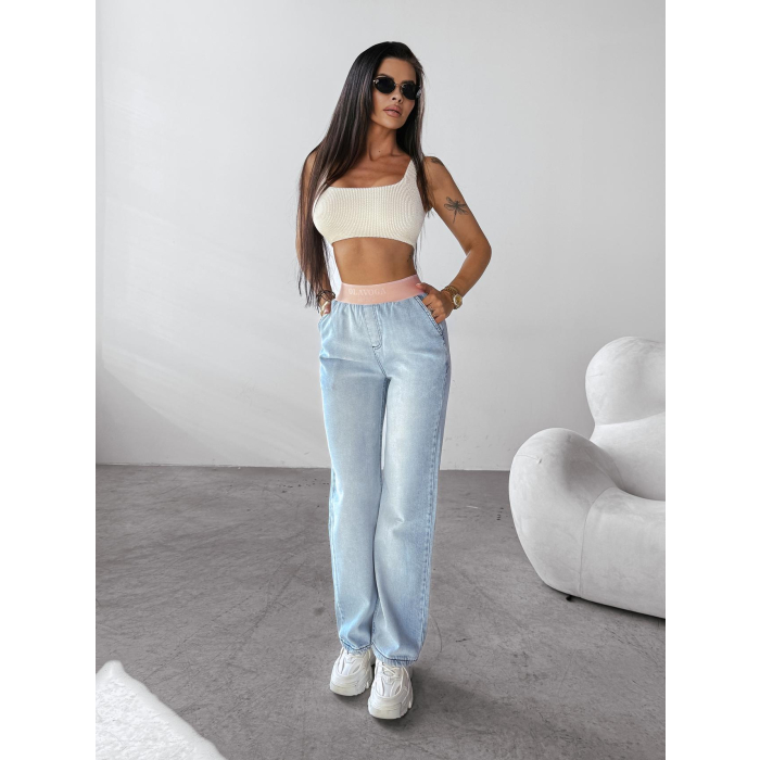 SPODNIE JEANSOWE DENIM GUMA OLAVOGA BORED BŁĘKIT NIEBA