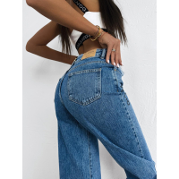 SPODNIE JEANSOWE DENIM SZEROKIE OLAVOGA LEOIA DARK BLUE