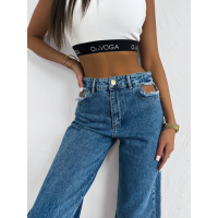 SPODNIE JEANSOWE DENIM SZEROKIE OLAVOGA LEOIA DARK BLUE