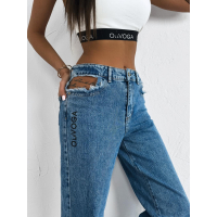 SPODNIE JEANSOWE DENIM SZEROKIE OLAVOGA LEOIA DARK BLUE