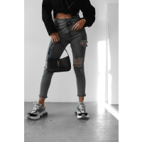 SPODNIE JEANSOWE SLIM FIT PRZETARCIA OLAVOGA LUNA GRAY