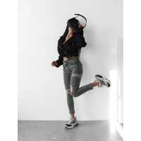 SPODNIE JEANSOWE SLIM FIT PRZETARCIA OLAVOGA LUNA GRAY