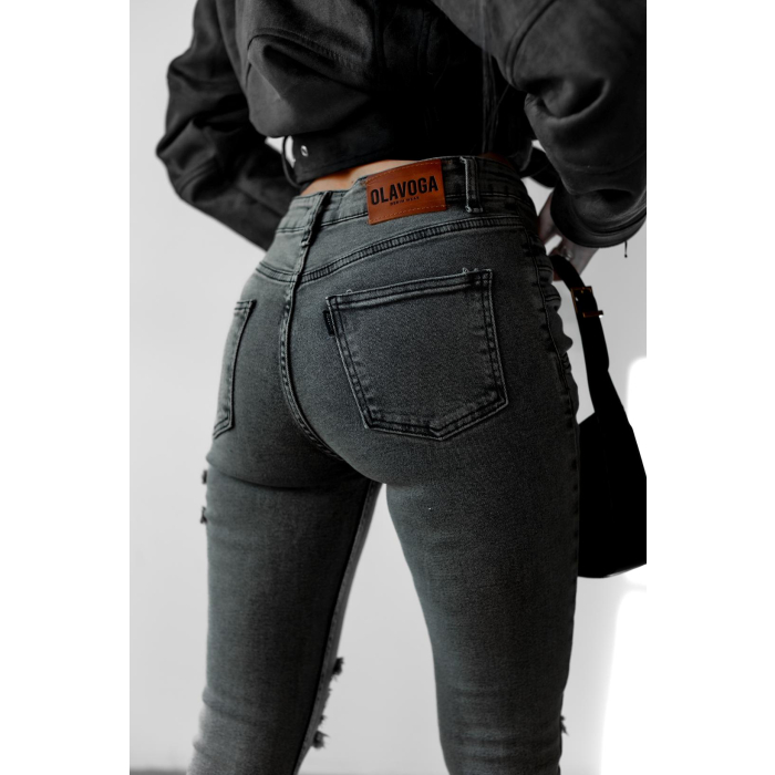 SPODNIE JEANSOWE SLIM FIT PRZETARCIA OLAVOGA LUNA GRAY
