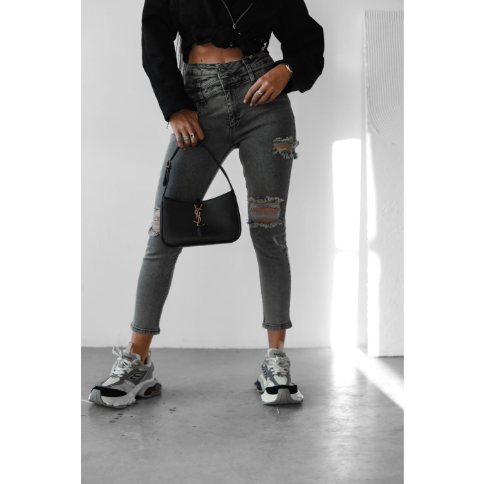 SPODNIE JEANSOWE SLIM FIT PRZETARCIA OLAVOGA LUNA GRAY