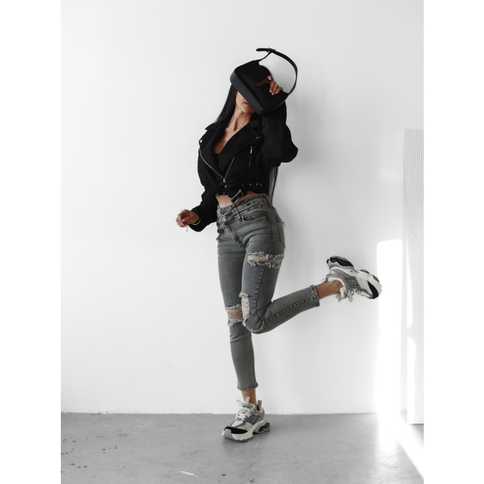 SPODNIE JEANSOWE SLIM FIT PRZETARCIA OLAVOGA LUNA GRAY