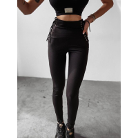SPODNIE LEGGINSY PRĄŻKOWANE WIAZANE HAFT OLAVOGA LULLABY BLACK