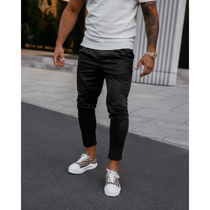 SPODNIE MĘSKIE ELEGANCKIE OLAVOGA MEN ARIALIETY BLACK