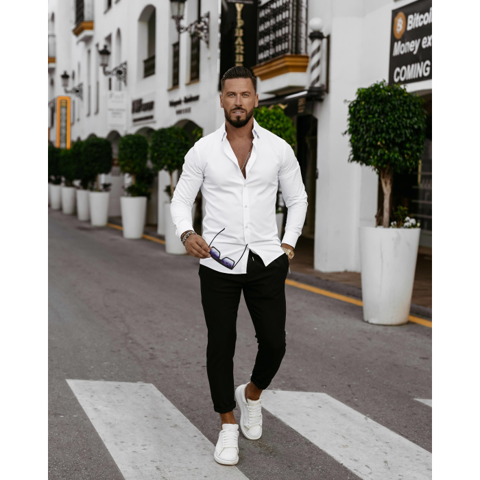 SPODNIE MĘSKIE ELEGANCKIE OLAVOGA MEN WESTON BLACK