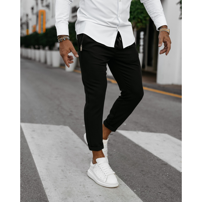 SPODNIE MĘSKIE ELEGANCKIE OLAVOGA MEN WESTON BLACK