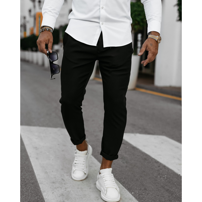 SPODNIE MĘSKIE ELEGANCKIE OLAVOGA MEN WESTON BLACK