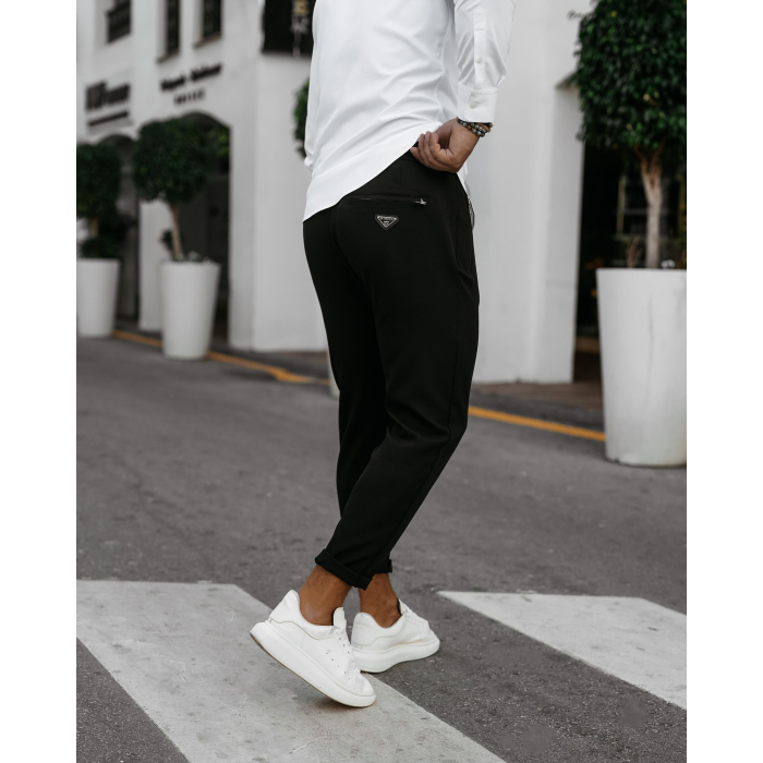 SPODNIE MĘSKIE ELEGANCKIE OLAVOGA MEN WESTON BLACK