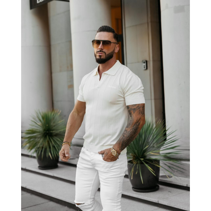 SWETER BLUZKA POLO MĘSKI OLAVOGA MEN TERON ECRU