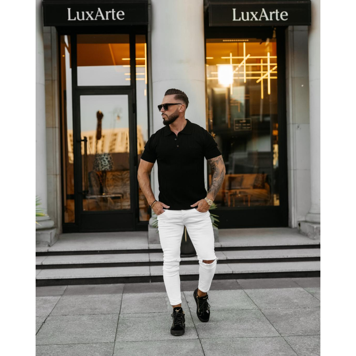 SWETER BLUZKA POLO MĘSKI OLAVOGA MEN TERON BLACK