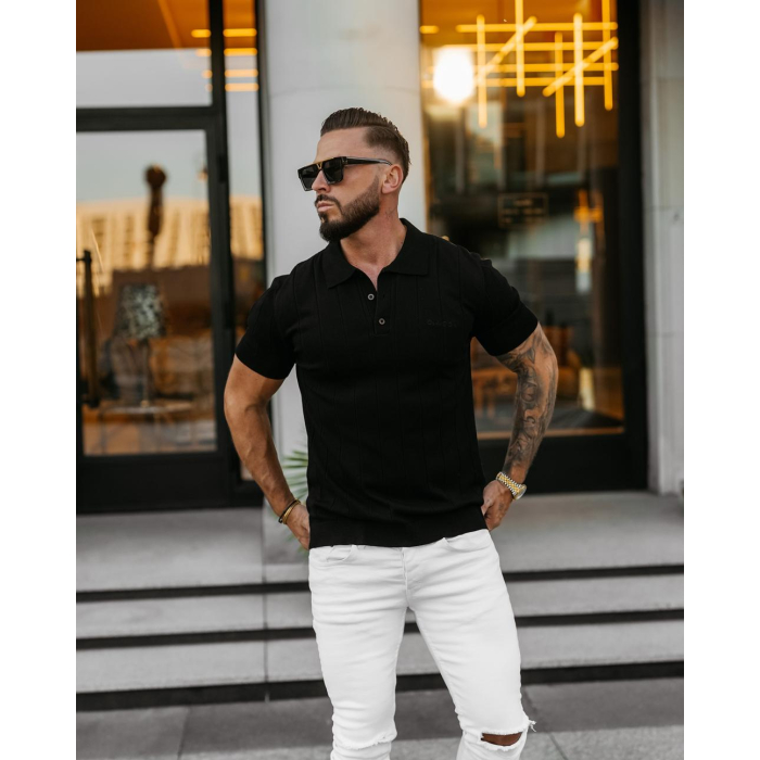 SWETER BLUZKA POLO MĘSKI OLAVOGA MEN TERON BLACK