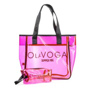 TOREBKA TORBA PLAŻOWA + KOSMETYCZKA OLAVOGA REED NEON PINK