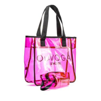 TOREBKA TORBA PLAŻOWA + KOSMETYCZKA OLAVOGA REED NEON PINK