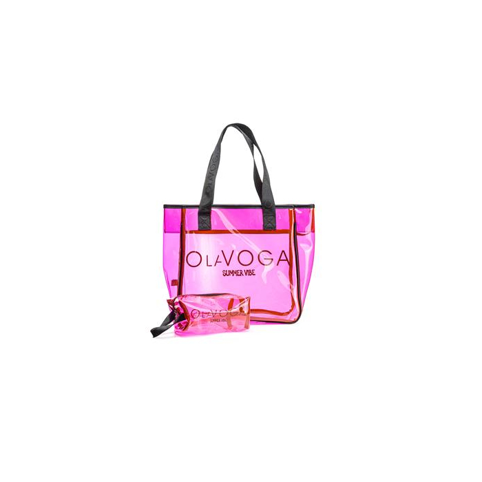 TOREBKA TORBA PLAŻOWA + KOSMETYCZKA OLAVOGA REED NEON PINK