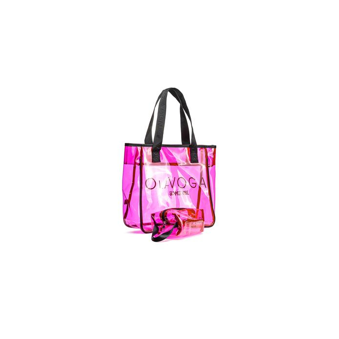 TOREBKA TORBA PLAŻOWA + KOSMETYCZKA OLAVOGA REED NEON PINK