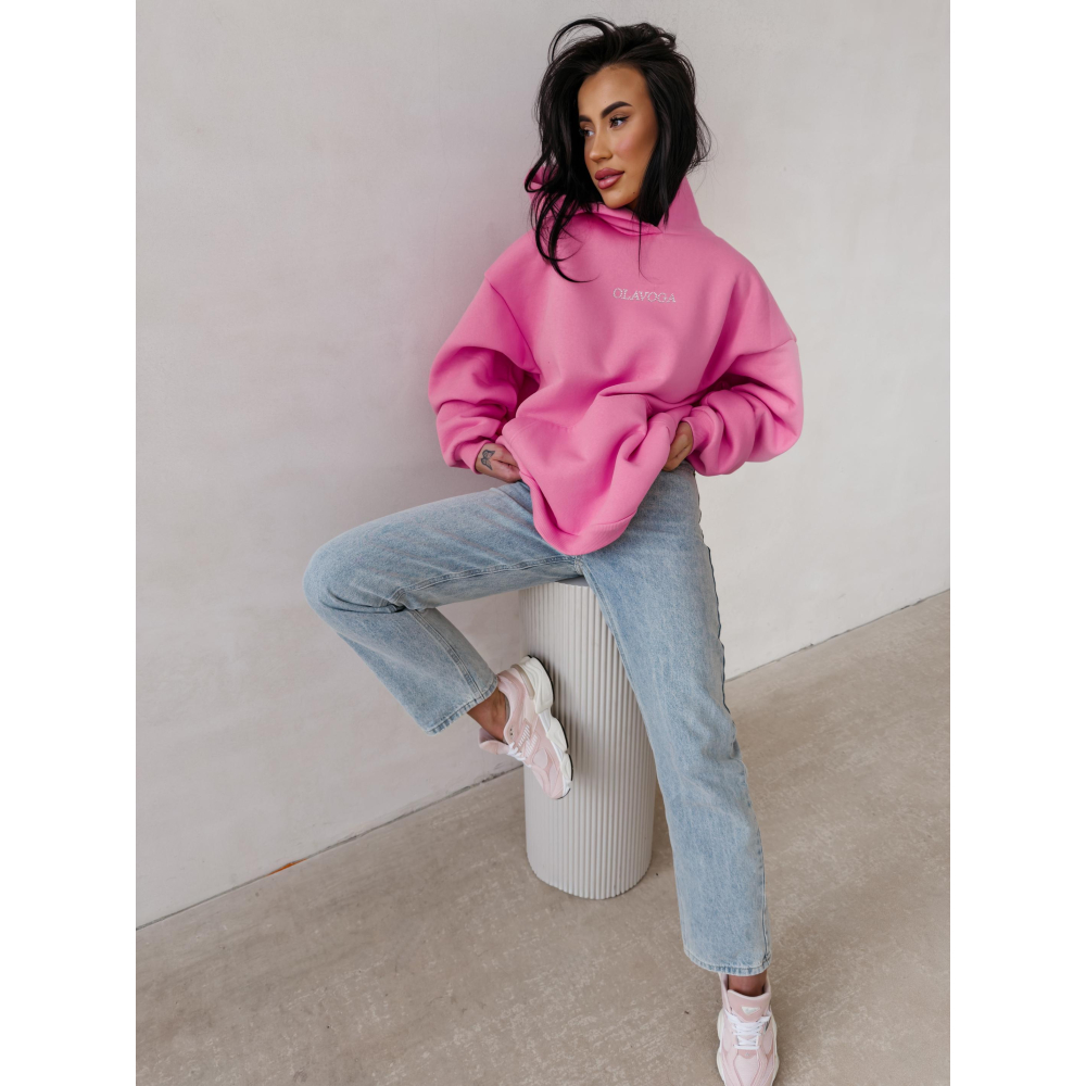 BLUZA DAMSKA BAWEŁNIANA OVERSIZE OLAVOGA MILEA PINK