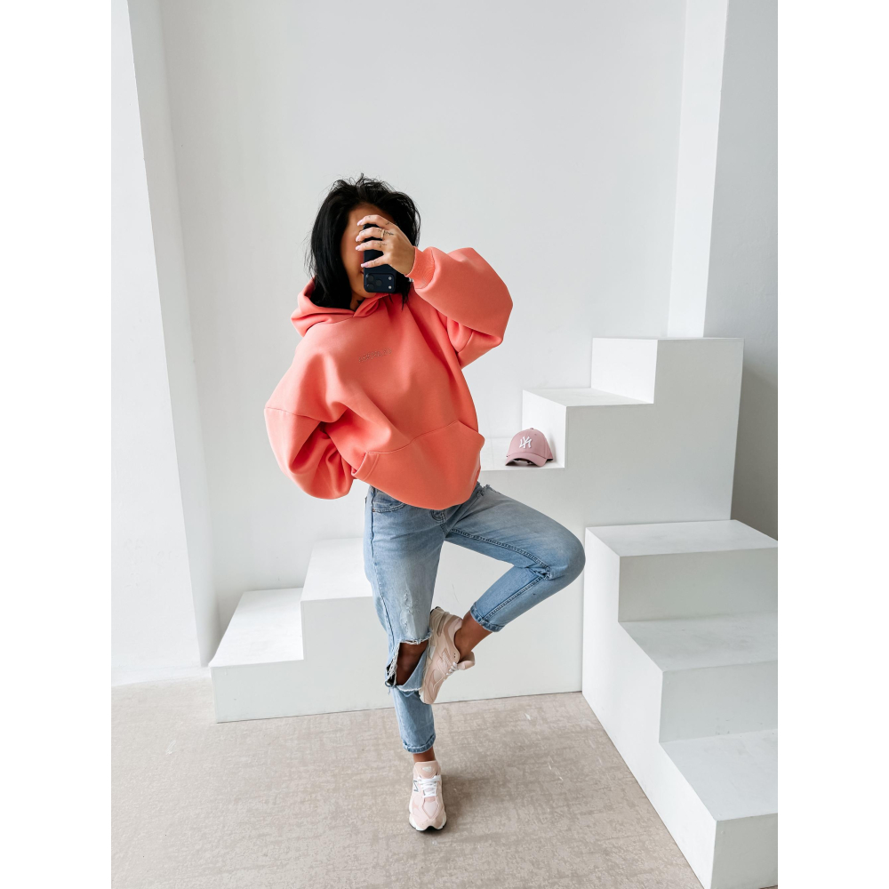BLUZA DAMSKA BAWEŁNIANA OVERSIZE OLAVOGA MILEA PEACH