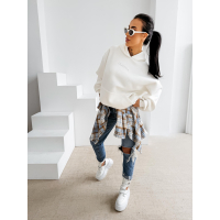 BLUZA DAMSKA BAWEŁNIANA OVERSIZE OLAVOGA MILEA ECRU