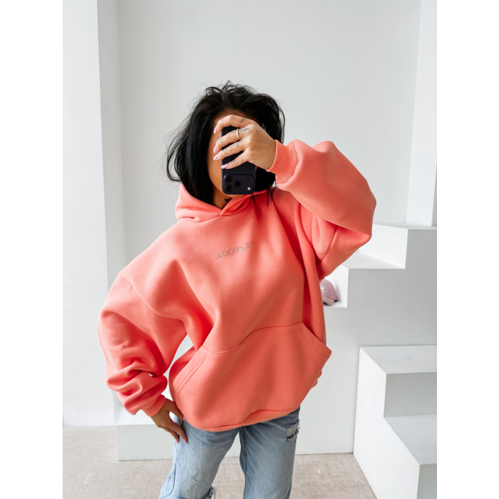 BLUZA DAMSKA BAWEŁNIANA OVERSIZE OLAVOGA MILEA PEACH