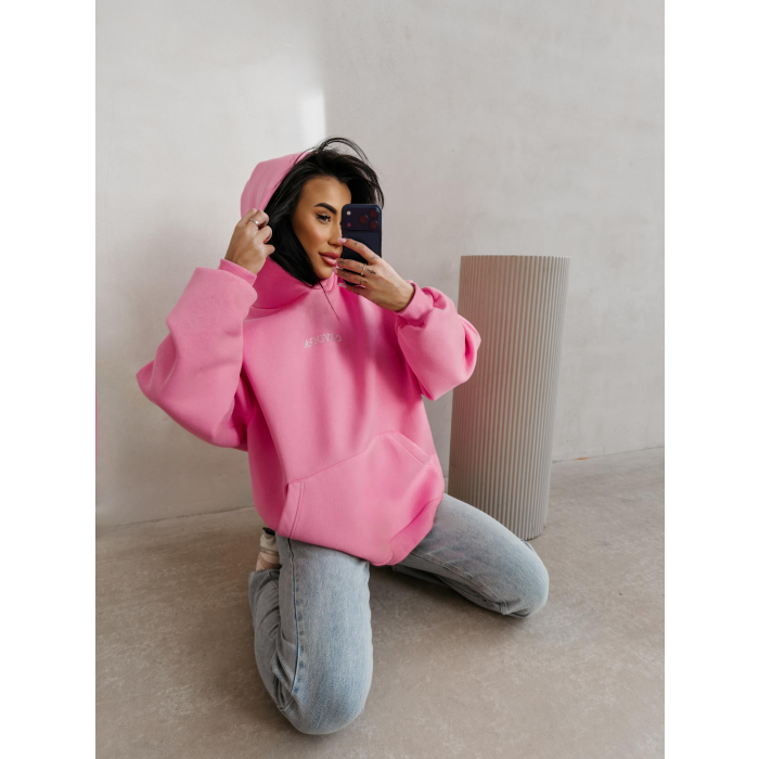 BLUZA DAMSKA BAWEŁNIANA OVERSIZE OLAVOGA MILEA PINK